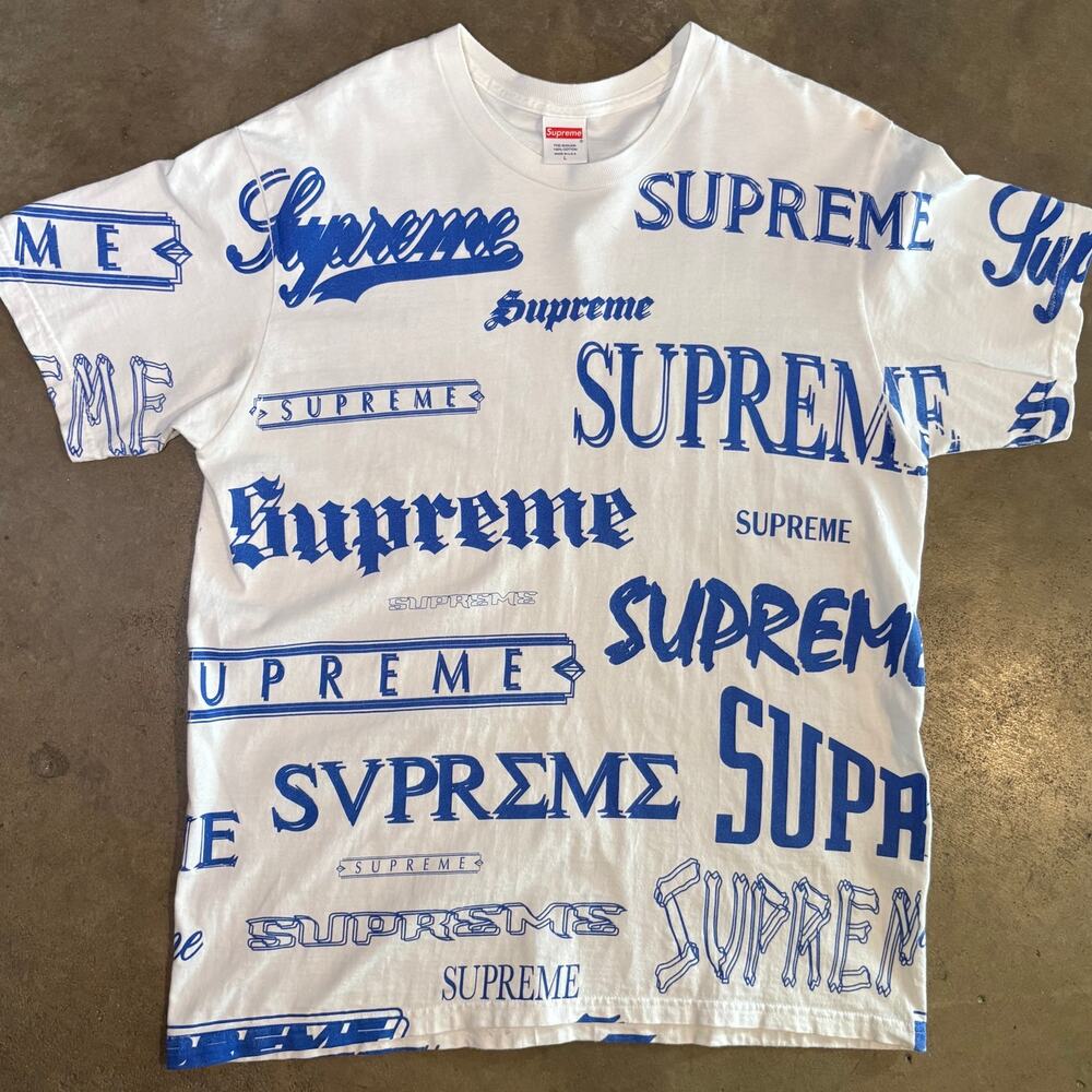 Supreme Multi Logo Aop Mens L T-Shirt